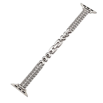 For Apple Watch 10 46mm / Ultra 2 / Ultra 49mm / 9 8 7 45mm / SE (2023) SE (2022) SE 6 5 4 44mm / 3 2 1 42mm Rhinestones Metal Watch Strap