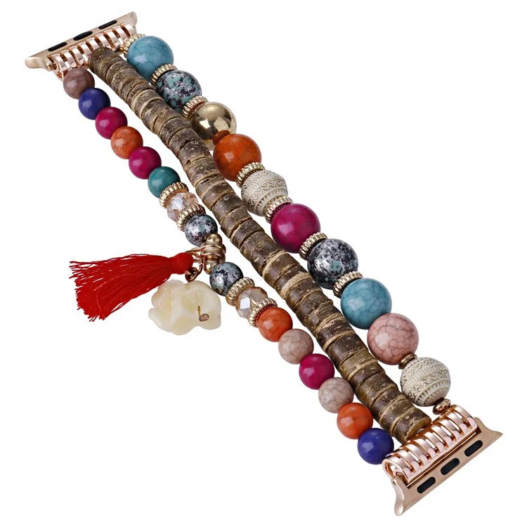 For Apple Watch 10 46mm / Ultra 2 / Ultra 49mm / 9 8 7 45mm / SE (2023) SE (2022) SE 6 5 4 44mm / 3 2 1 42mm Beads Strap Elephant Pendant