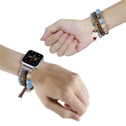 For Apple Watch 10 46mm / Ultra 2 / Ultra 49mm / 9 8 7 45mm / SE (2023) SE (2022) SE 6 5 4 44mm / 3 2 1 42mm Beads Strap Elephant Pendant