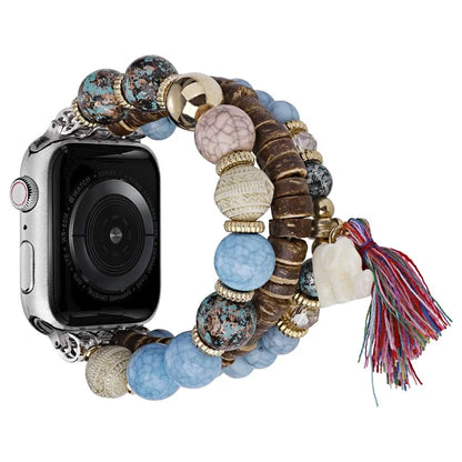 For Apple Watch Series 10 42mm / 9 8 7 41mm / SE (2023) SE (2022) SE 6 5 4 40mm / 3 2 1 38mm Beads Strap Elephant Pendant