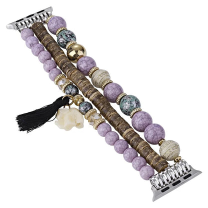 For Apple Watch Series 10 42mm / 9 8 7 41mm / SE (2023) SE (2022) SE 6 5 4 40mm / 3 2 1 38mm Beads Strap Elephant Pendant
