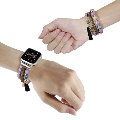 For Apple Watch Series 10 42mm / 9 8 7 41mm / SE (2023) SE (2022) SE 6 5 4 40mm / 3 2 1 38mm Beads Strap Elephant Pendant