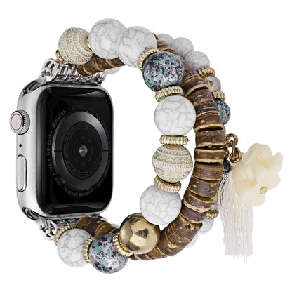 For Apple Watch Series 10 42mm / 9 8 7 41mm / SE (2023) SE (2022) SE 6 5 4 40mm / 3 2 1 38mm Beads Strap Elephant Pendant