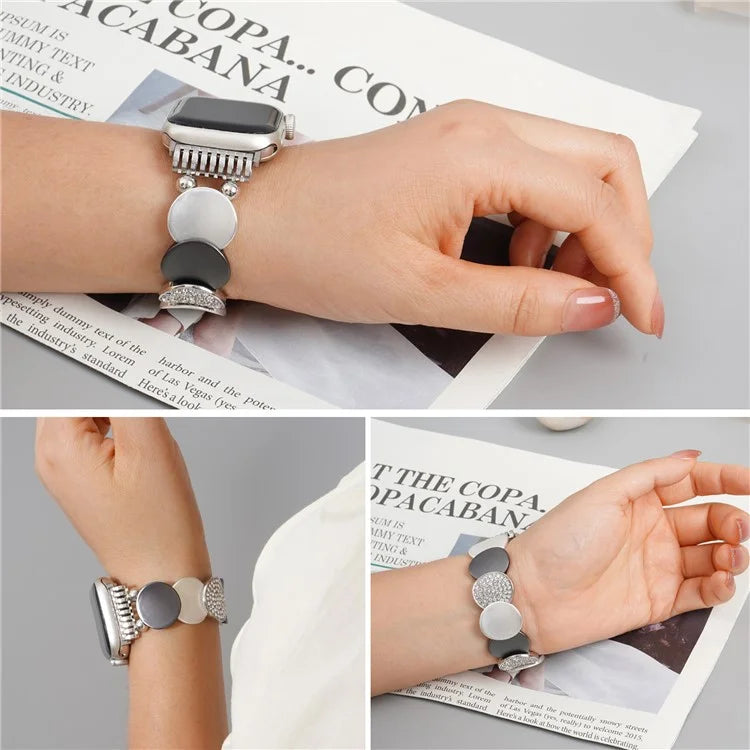 For Apple Watch Series 10 42mm / 9 8 7 41mm / SE (2023) SE (2022) SE 6 5 4 40mm / 3 2 1 38mm Round Pieces Zinc Alloy Strap