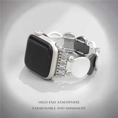 For Apple Watch 10 46mm / Ultra 2 / Ultra 49mm / 9 8 7 45mm / SE (2023) SE (2022) SE 6 5 4 44mm / 3 2 1 42mm Round Pieces Zinc Alloy Strap