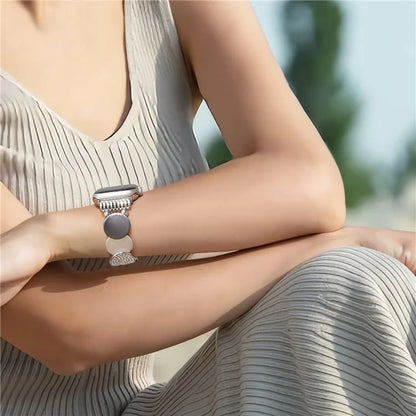 For Apple Watch 10 46mm / Ultra 2 / Ultra 49mm / 9 8 7 45mm / SE (2023) SE (2022) SE 6 5 4 44mm / 3 2 1 42mm Round Pieces Zinc Alloy Strap