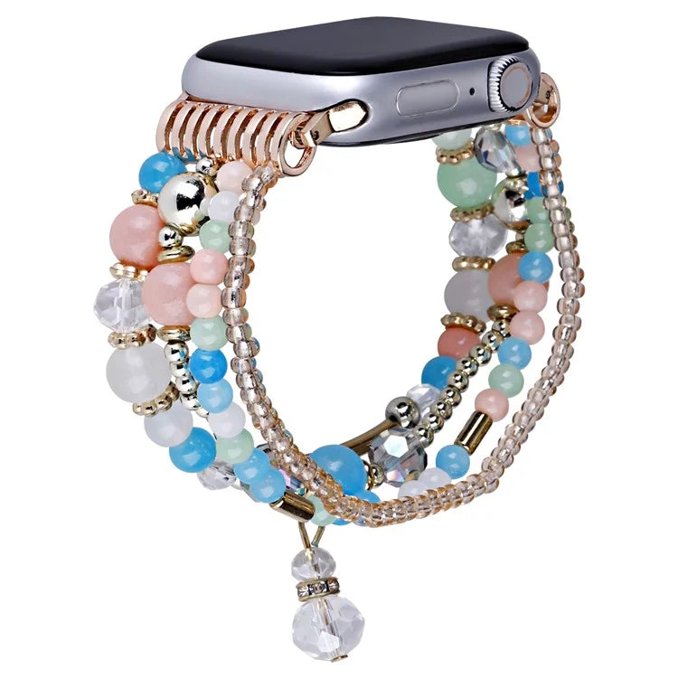 For Apple Watch 10 46mm / Ultra 2 / Ultra 49mm / 9 8 7 45mm / SE (2023) SE (2022) SE 6 5 4 44mm / 3 2 1 42mm Four Rows Bead Chain Strap