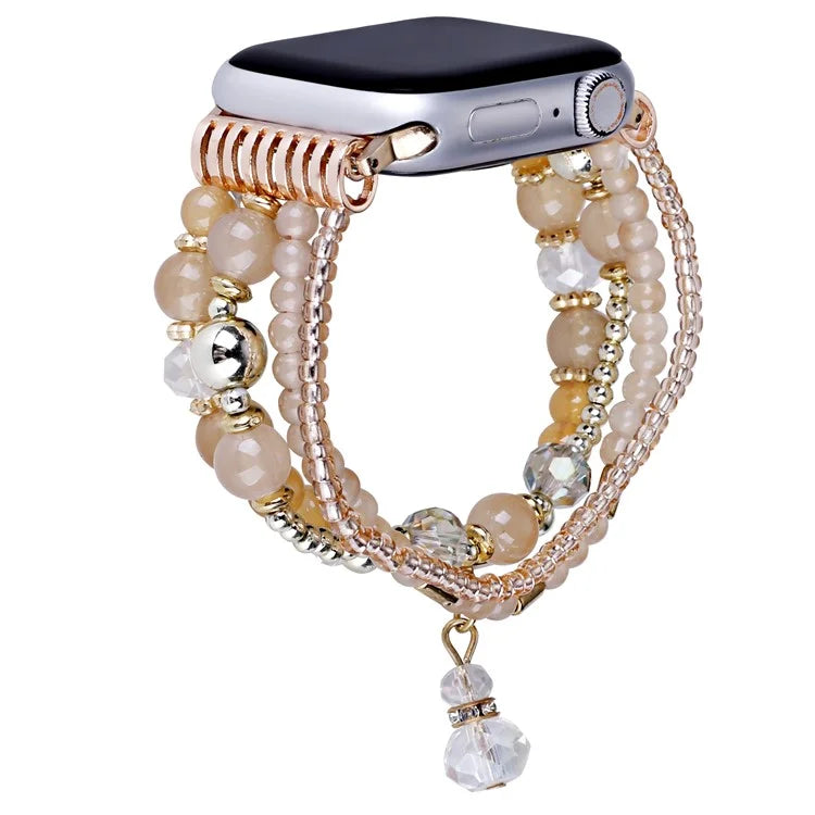 For Apple Watch 10 46mm / Ultra 2 / Ultra 49mm / 9 8 7 45mm / SE (2023) SE (2022) SE 6 5 4 44mm / 3 2 1 42mm Four Rows Bead Chain Strap