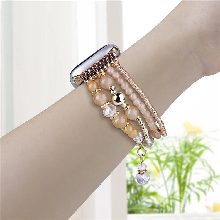 For Apple Watch 10 46mm / Ultra 2 / Ultra 49mm / 9 8 7 45mm / SE (2023) SE (2022) SE 6 5 4 44mm / 3 2 1 42mm Four Rows Bead Chain Strap