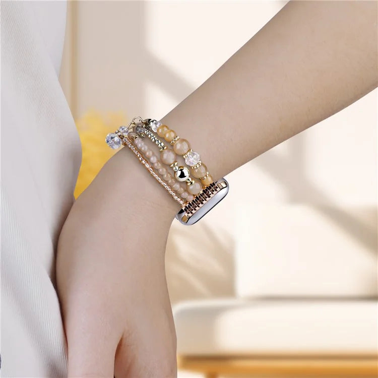 For Apple Watch 10 46mm / Ultra 2 / Ultra 49mm / 9 8 7 45mm / SE (2023) SE (2022) SE 6 5 4 44mm / 3 2 1 42mm Four Rows Bead Chain Strap