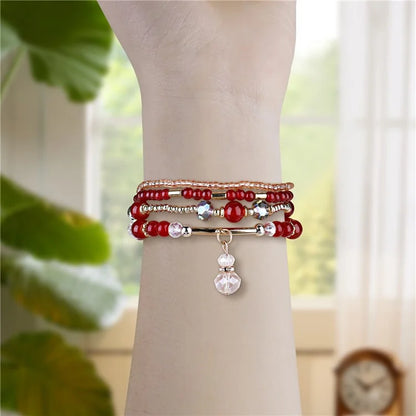 For Apple Watch 10 46mm / Ultra 2 / Ultra 49mm / 9 8 7 45mm / SE (2023) SE (2022) SE 6 5 4 44mm / 3 2 1 42mm Four Rows Bead Chain Strap