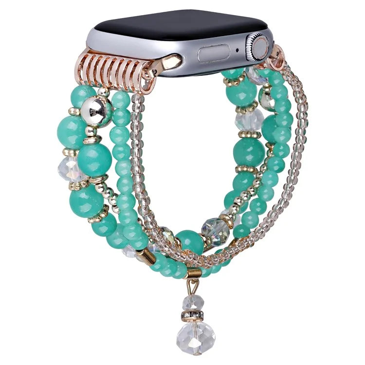 For Apple Watch 10 46mm / Ultra 2 / Ultra 49mm / 9 8 7 45mm / SE (2023) SE (2022) SE 6 5 4 44mm / 3 2 1 42mm Four Rows Bead Chain Strap