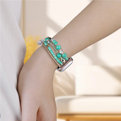 For Apple Watch 10 46mm / Ultra 2 / Ultra 49mm / 9 8 7 45mm / SE (2023) SE (2022) SE 6 5 4 44mm / 3 2 1 42mm Four Rows Bead Chain Strap