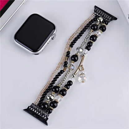 For Apple Watch 10 46mm / Ultra 2 / Ultra 49mm / 9 8 7 45mm / SE (2023) SE (2022) SE 6 5 4 44mm / 3 2 1 42mm Four Rows Bead Chain Strap