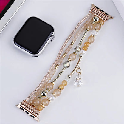 For Apple Watch Series 10 42mm / 9 8 7 41mm / SE (2023) SE (2022) SE 6 5 4 40mm / 3 2 1 38mm Four Rows Bead Chain Strap
