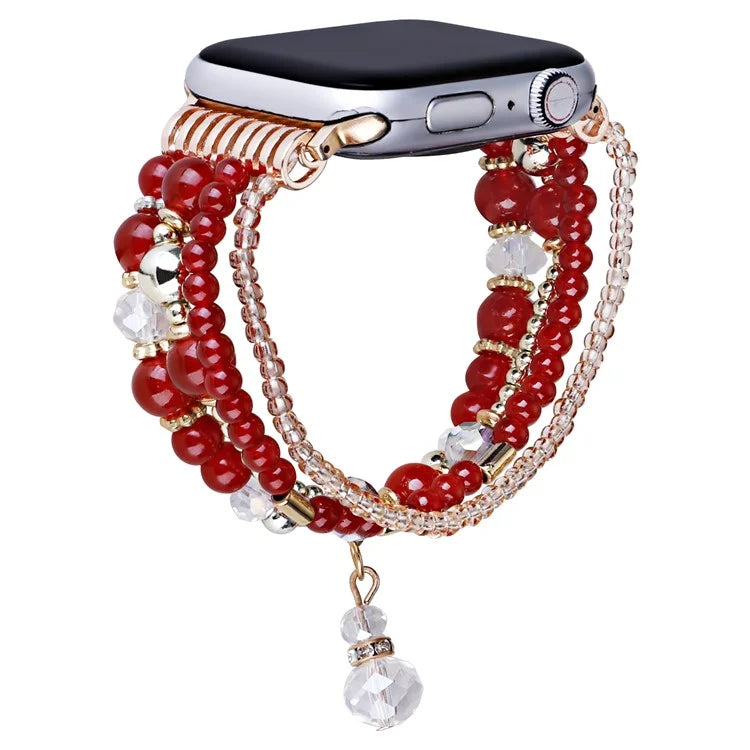 For Apple Watch Series 10 42mm / 9 8 7 41mm / SE (2023) SE (2022) SE 6 5 4 40mm / 3 2 1 38mm Four Rows Bead Chain Strap