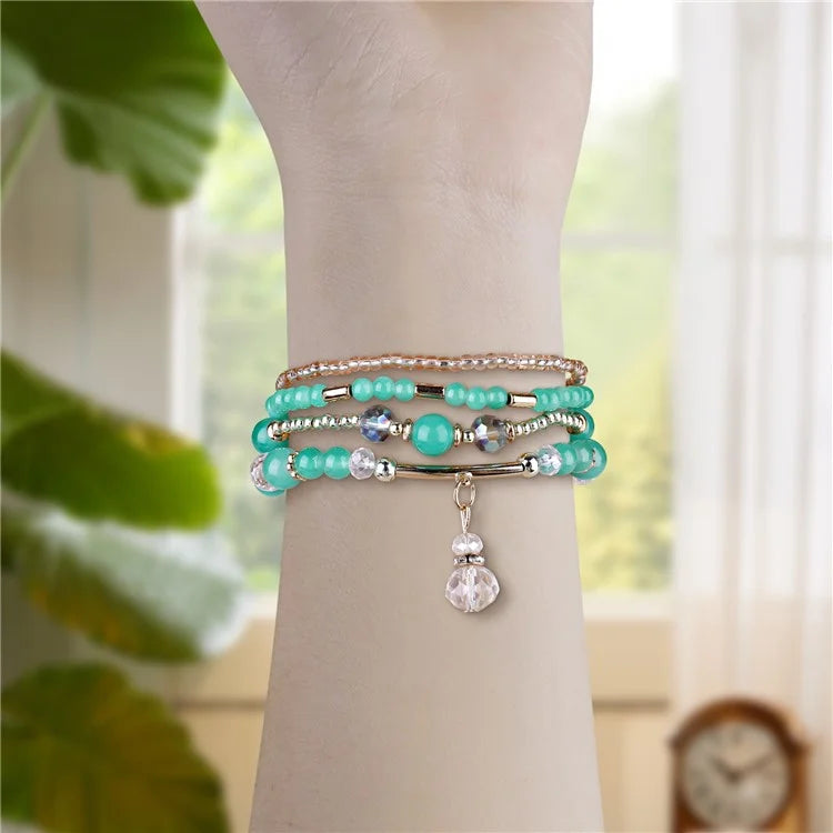 For Apple Watch Series 10 42mm / 9 8 7 41mm / SE (2023) SE (2022) SE 6 5 4 40mm / 3 2 1 38mm Four Rows Bead Chain Strap