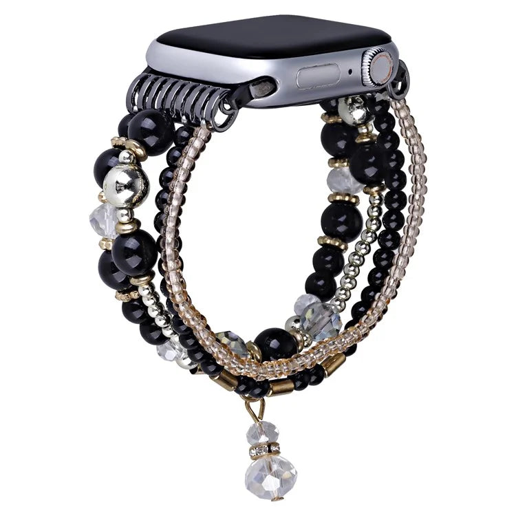 For Apple Watch Series 10 42mm / 9 8 7 41mm / SE (2023) SE (2022) SE 6 5 4 40mm / 3 2 1 38mm Four Rows Bead Chain Strap