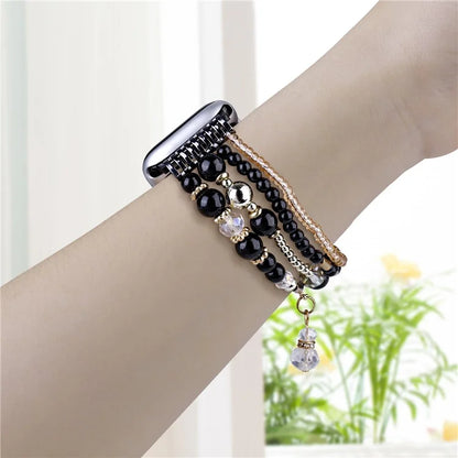 For Apple Watch Series 10 42mm / 9 8 7 41mm / SE (2023) SE (2022) SE 6 5 4 40mm / 3 2 1 38mm Four Rows Bead Chain Strap