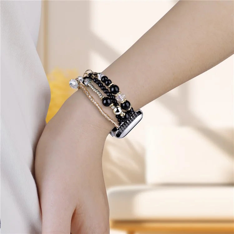 For Apple Watch Series 10 42mm / 9 8 7 41mm / SE (2023) SE (2022) SE 6 5 4 40mm / 3 2 1 38mm Four Rows Bead Chain Strap