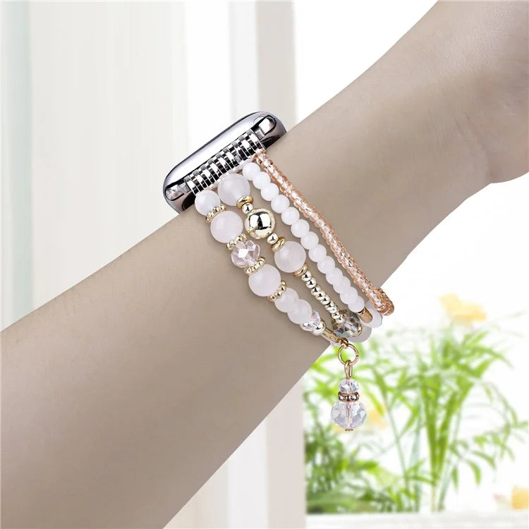 For Apple Watch Series 10 42mm / 9 8 7 41mm / SE (2023) SE (2022) SE 6 5 4 40mm / 3 2 1 38mm Four Rows Bead Chain Strap
