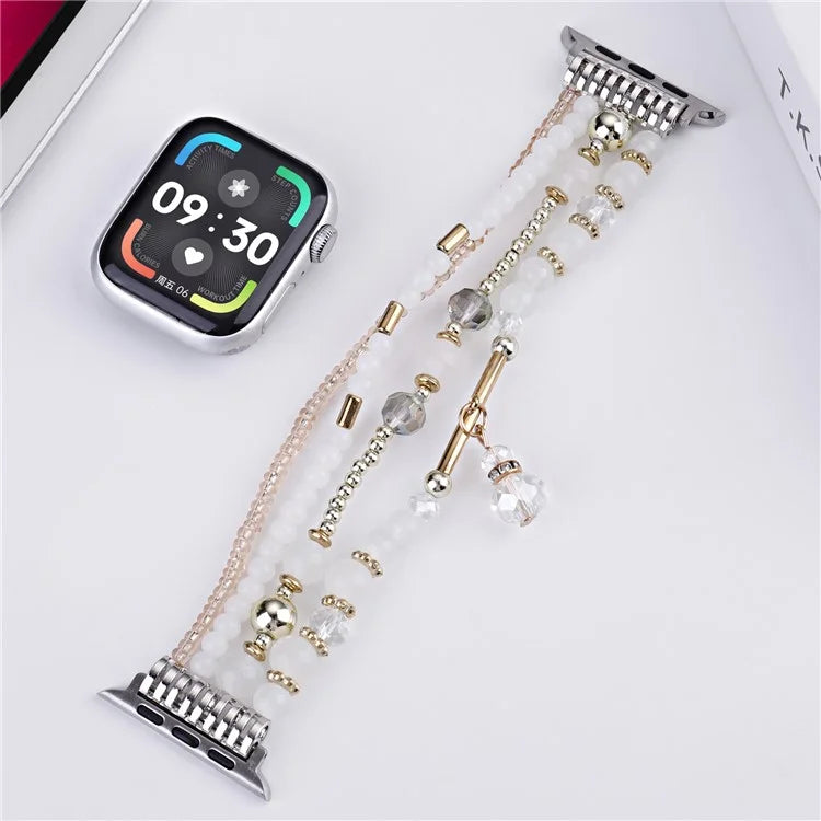 For Apple Watch Series 10 42mm / 9 8 7 41mm / SE (2023) SE (2022) SE 6 5 4 40mm / 3 2 1 38mm Four Rows Bead Chain Strap