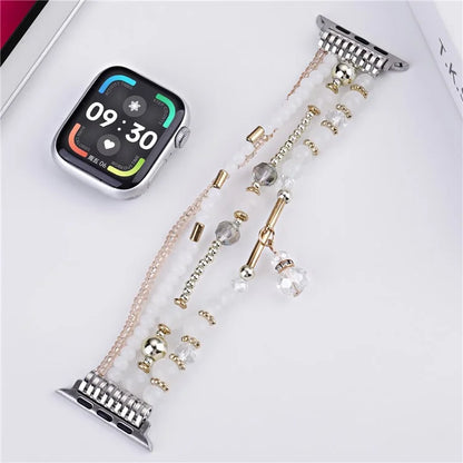 For Apple Watch Series 10 42mm / 9 8 7 41mm / SE (2023) SE (2022) SE 6 5 4 40mm / 3 2 1 38mm Four Rows Bead Chain Strap