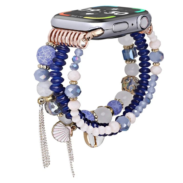 For Apple Watch Series 10 42mm / 9 8 7 41mm / SE (2023) SE (2022) SE 6 5 4 40mm / 3 2 1 38mm Shell Beads Bands Three Rows