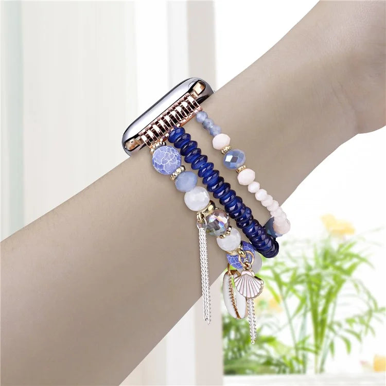 For Apple Watch Series 10 42mm / 9 8 7 41mm / SE (2023) SE (2022) SE 6 5 4 40mm / 3 2 1 38mm Shell Beads Bands Three Rows