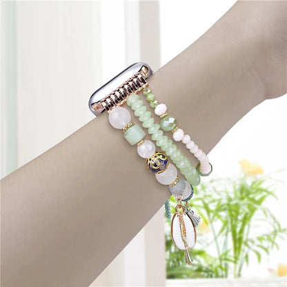 For Apple Watch Series 10 42mm / 9 8 7 41mm / SE (2023) SE (2022) SE 6 5 4 40mm / 3 2 1 38mm Shell Beads Bands Three Rows