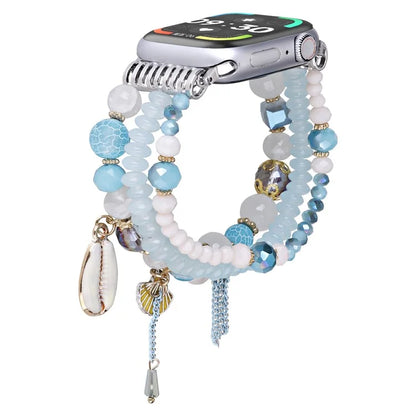 For Apple Watch Series 10 42mm / 9 8 7 41mm / SE (2023) SE (2022) SE 6 5 4 40mm / 3 2 1 38mm Shell Beads Bands Three Rows