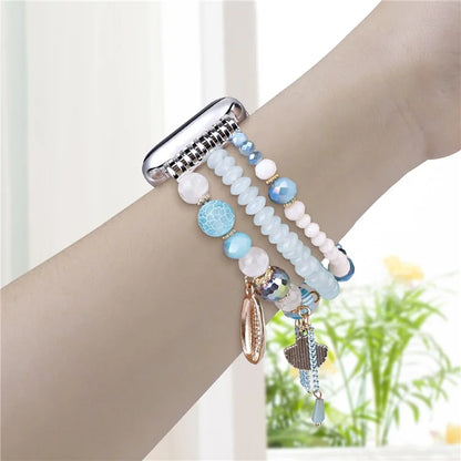 For Apple Watch Series 10 42mm / 9 8 7 41mm / SE (2023) SE (2022) SE 6 5 4 40mm / 3 2 1 38mm Shell Beads Bands Three Rows