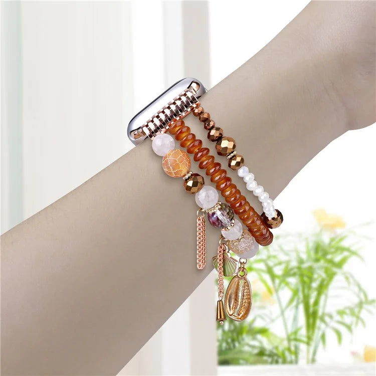 For Apple Watch 10 46mm / Ultra 2 / Ultra 49mm / 9 8 7 45mm / SE (2023) SE (2022) SE 6 5 4 44mm / 3 2 1 42mm Shell Beads Bands Three Rows