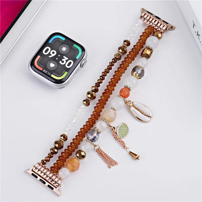For Apple Watch 10 46mm / Ultra 2 / Ultra 49mm / 9 8 7 45mm / SE (2023) SE (2022) SE 6 5 4 44mm / 3 2 1 42mm Shell Beads Bands Three Rows