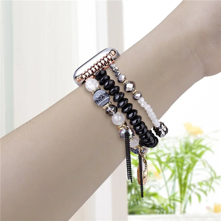 For Apple Watch 10 46mm / Ultra 2 / Ultra 49mm / 9 8 7 45mm / SE (2023) SE (2022) SE 6 5 4 44mm / 3 2 1 42mm Shell Beads Bands Three Rows
