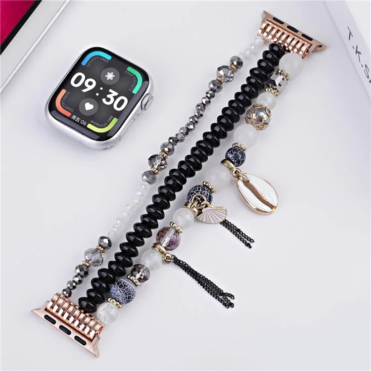 For Apple Watch 10 46mm / Ultra 2 / Ultra 49mm / 9 8 7 45mm / SE (2023) SE (2022) SE 6 5 4 44mm / 3 2 1 42mm Shell Beads Bands Three Rows