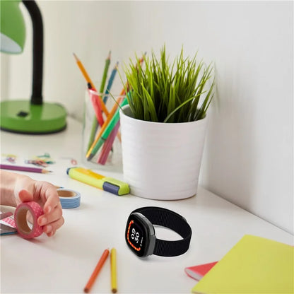 For Fitbit Ace LTE Children Watch Watchband Round Tail Braided Nylon Wrist Strap