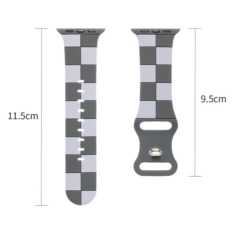 For Apple Watch Series 10 42mm / 9 8 7 41mm / SE (2023) SE (2022) SE 6 5 4 40mm / 3 2 1 38mm Checkerboard Silicone Band
