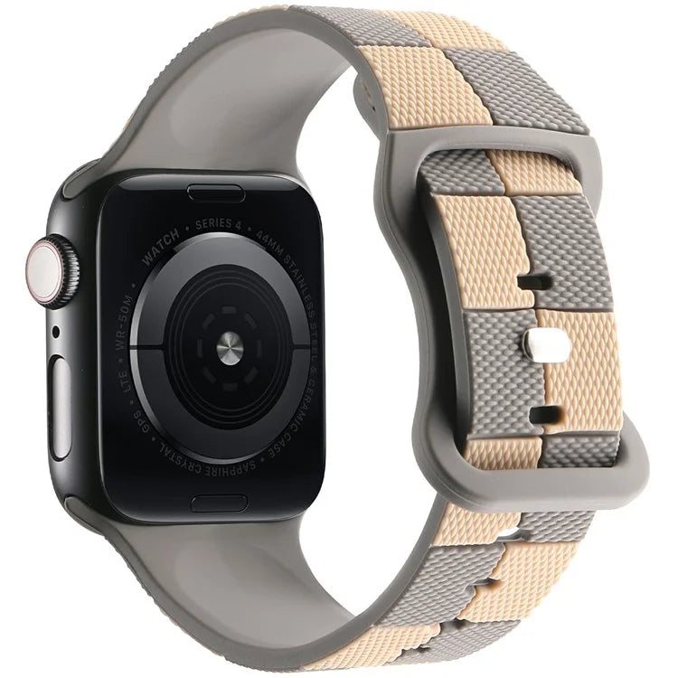 For Apple Watch Series 10 42mm / 9 8 7 41mm / SE (2023) SE (2022) SE 6 5 4 40mm / 3 2 1 38mm Checkerboard Silicone Band