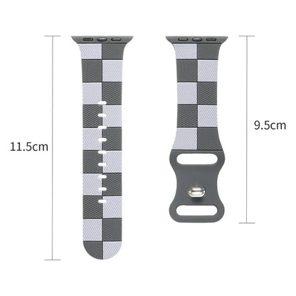 For Apple Watch Series 10 42mm / 9 8 7 41mm / SE (2023) SE (2022) SE 6 5 4 40mm / 3 2 1 38mm Checkerboard Silicone Band