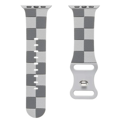 For Apple Watch Series 10 42mm / 9 8 7 41mm / SE (2023) SE (2022) SE 6 5 4 40mm / 3 2 1 38mm Checkerboard Silicone Band