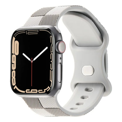 For Apple Watch 10 46mm / Ultra 2 / Ultra 49mm / 9 8 7 45mm / SE (2023) SE (2022) SE 6 5 4 44mm / 3 2 1 42mm Checkerboard Silicone Band