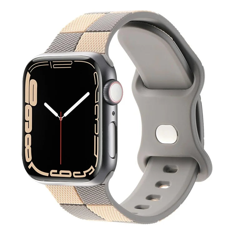 For Apple Watch 10 46mm / Ultra 2 / Ultra 49mm / 9 8 7 45mm / SE (2023) SE (2022) SE 6 5 4 44mm / 3 2 1 42mm Checkerboard Silicone Band
