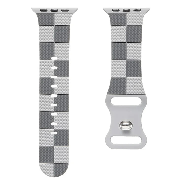 For Apple Watch 10 46mm / Ultra 2 / Ultra 49mm / 9 8 7 45mm / SE (2023) SE (2022) SE 6 5 4 44mm / 3 2 1 42mm Checkerboard Silicone Band