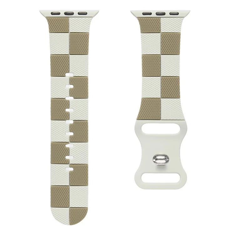 For Apple Watch 10 46mm / Ultra 2 / Ultra 49mm / 9 8 7 45mm / SE (2023) SE (2022) SE 6 5 4 44mm / 3 2 1 42mm Checkerboard Silicone Band