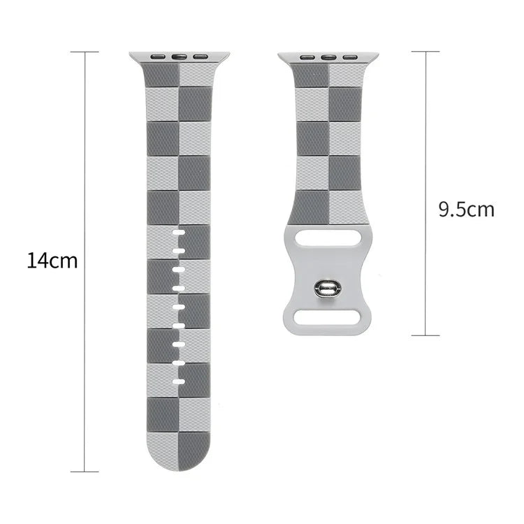 For Apple Watch 10 46mm / Ultra 2 / Ultra 49mm / 9 8 7 45mm / SE (2023) SE (2022) SE 6 5 4 44mm / 3 2 1 42mm Checkerboard Silicone Band