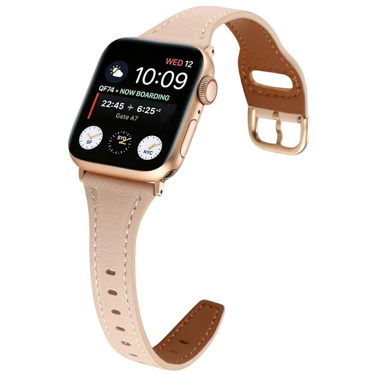 For Apple Watch Series 10 42mm / 9 8 7 41mm / SE (2023) SE (2022) SE 6 5 4 40mm / 3 2 1 38mm Genuine Cow Leather Strap