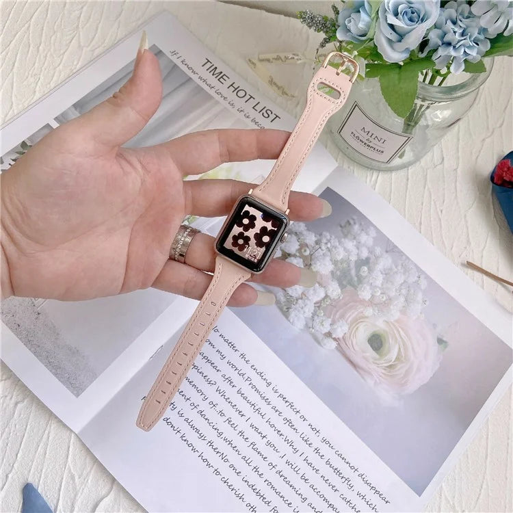 For Apple Watch Series 10 42mm / 9 8 7 41mm / SE (2023) SE (2022) SE 6 5 4 40mm / 3 2 1 38mm Genuine Cow Leather Strap