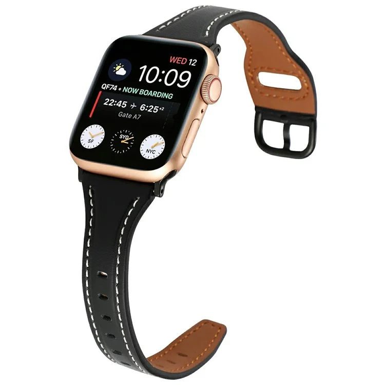 For Apple Watch Series 10 42mm / 9 8 7 41mm / SE (2023) SE (2022) SE 6 5 4 40mm / 3 2 1 38mm Genuine Cow Leather Strap