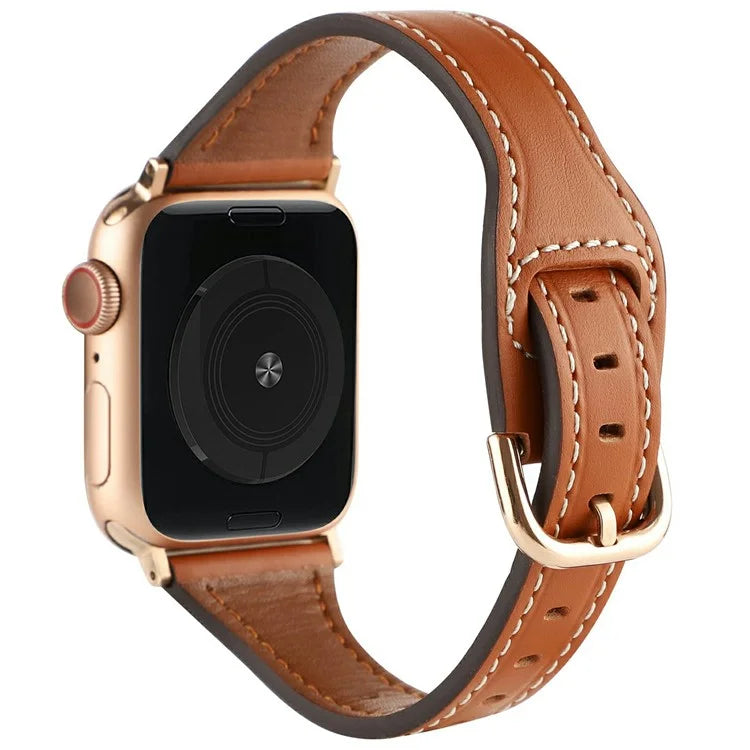 For Apple Watch Series 10 42mm / 9 8 7 41mm / SE (2023) SE (2022) SE 6 5 4 40mm / 3 2 1 38mm Genuine Cow Leather Strap